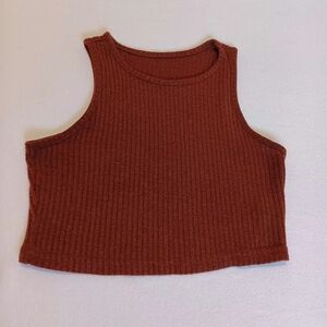 Fresral Sz S Rust Orange Ribbed Stretchy Crop Top